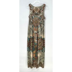 One World Boho Mandala Midi Dress M Embroider Strap Tribal Print Festival Goblin